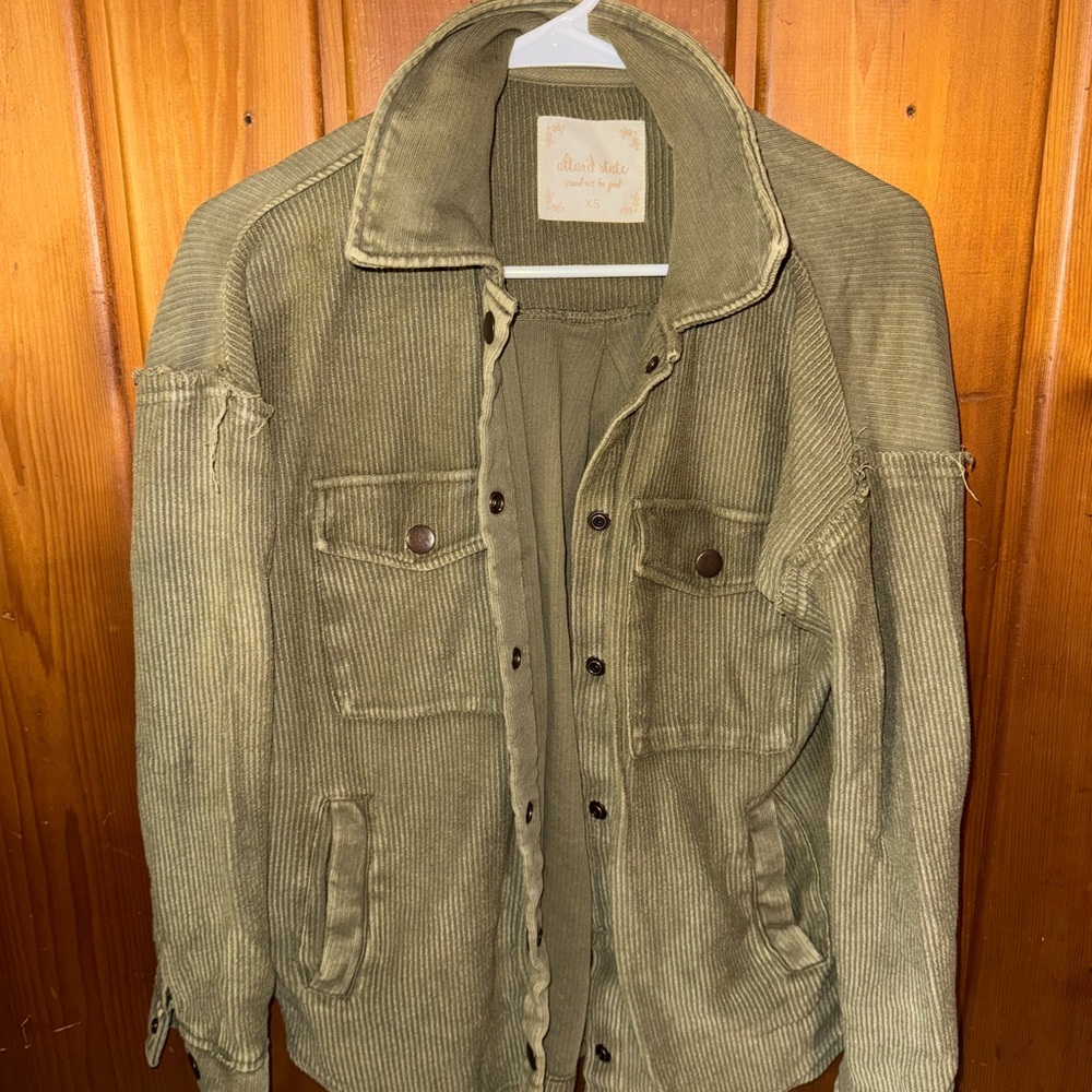 Altar'd State green Corduroy Military Jacket